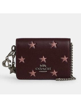 Coach Boxed Mini Wallet On A Chain With Star Print